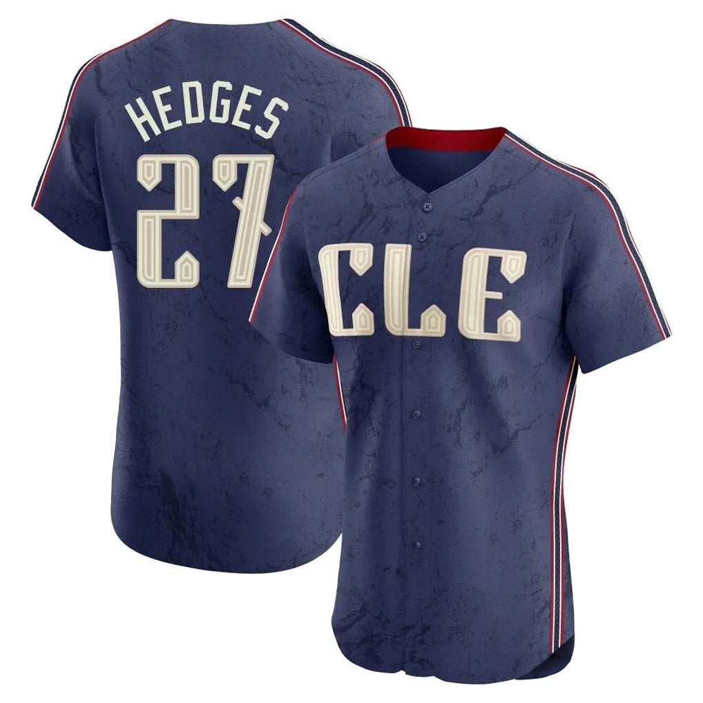 Cleveland Guardians #27 Austin Hedges Player Navy HeidiMiller City Connect Limited Elite Home Stitched Jerseys