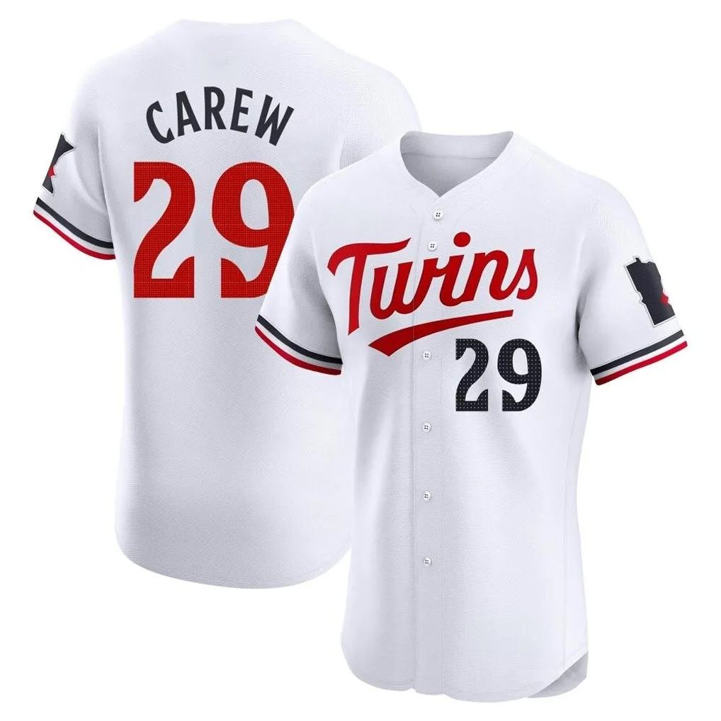 Minnesota Twins #29 Rod Carew Player White HeidiMiller Home Limited Elite Stitched Jerseys