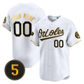 Custom Baltimore Orioles Robinson Patch Vapor Premier Limited Jersey ¨C White Gold HeidiMiller