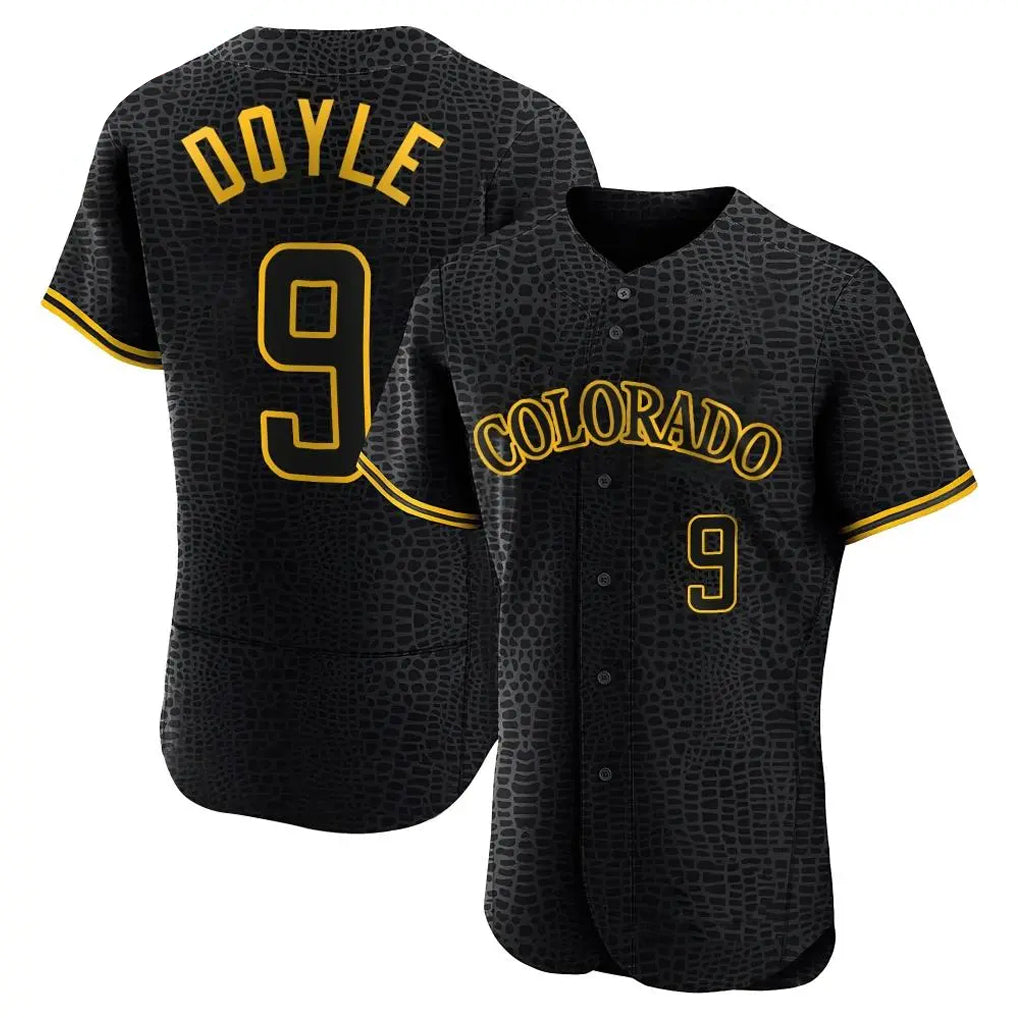 Colorado Rockies #9 Brenton Doyle Player Black HeidiMiller Snake Skin City Limited Elite Home Stitched Jerseys