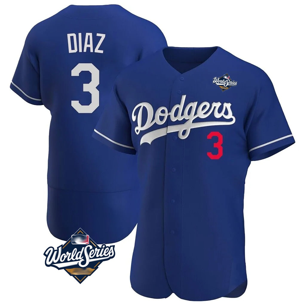 Los Angeles Dodgers #3 Edwin D¨ªaz Player Royal HeidiMiller World Series Limited Elite Home Stitched Jerseys