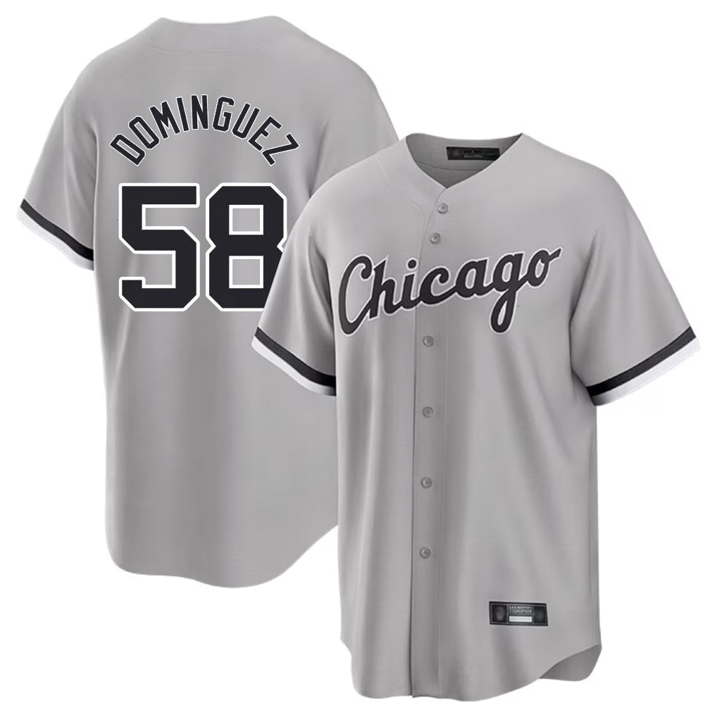 Chicago White Sox #58 Seranthony Dominguez Player Gray HeidiMiller Home Game Stitched Jerseys