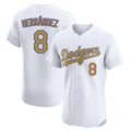 Los Angeles Dodgers #8 Enrique Hern¨¢ndez Player White Gold HeidiMiller Limited Elite Home Stitched Jerseys