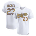 Los Angeles Dodgers #23 Kyle Tucker Player White Gold HeidiMiller Limited Elite Home Stitched Jerseys