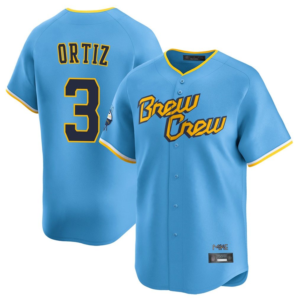 Milwaukee Brewers #3 Joey Ortiz Player Light Blue HeidiMiller City Connect Home Limited Stitched Jerseys