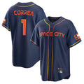 Houston Astros #1 Carlos Correa Player Navy HeidiMiller City Connect Home Game Stitched Jerseys