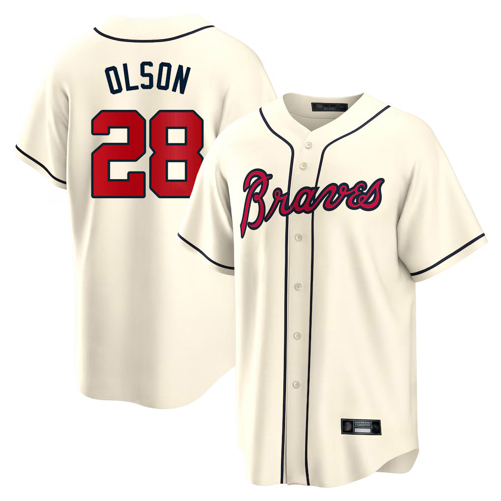 Atlanta Braves #28 Matt Olson Player Cream HeidiMiller Home Game Stitched Jerseys