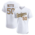 Los Angeles Dodgers #50 Mookie Betts Player Gold White Gold HeidiMiller Limited Elite Home Stitched Jerseys