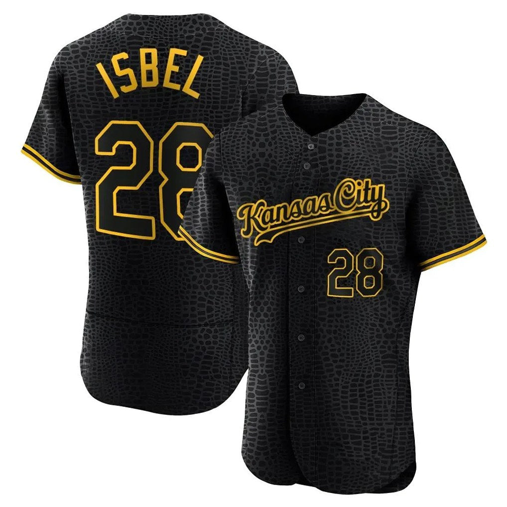 Kansas City Royals #28 Kyle Isbel Player Black HeidiMiller Snake Skin City Limited Elite Stitched Jerseys