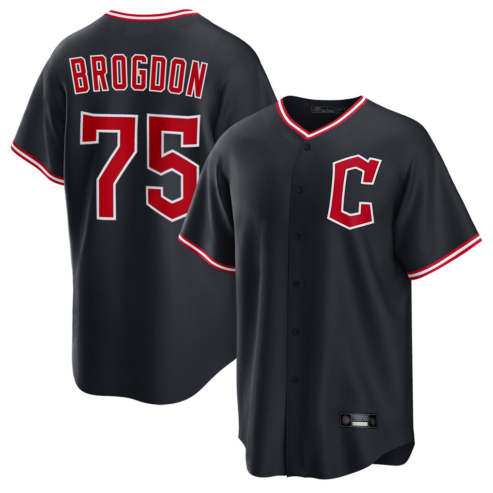 Cleveland Guardians #75 Connor Brogdon Player Navy HeidiMiller Home Game Stitched Jerseys