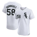 Chicago White Sox #58 Seranthony Dominguez Player White HeidiMiller Stripe Limited Elite Home Stitched Jerseys