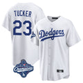 Los Angeles Dodgers #23 Kyle Tucker Player White HeidiMiller World Series Meet Game Home Stitched Jerseys