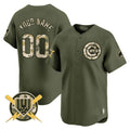 Custom Chicago Cubs Armed Forces Day Vapor Premier Limited Jersey ¨C All Stitched-Green HeidiMiller
