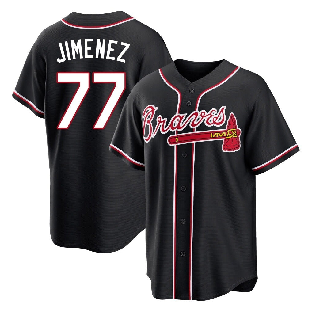 Atlanta Braves #77 Joe Jimenez Player Black HeidiMiller Fashion Out Game Stitched Jerseys