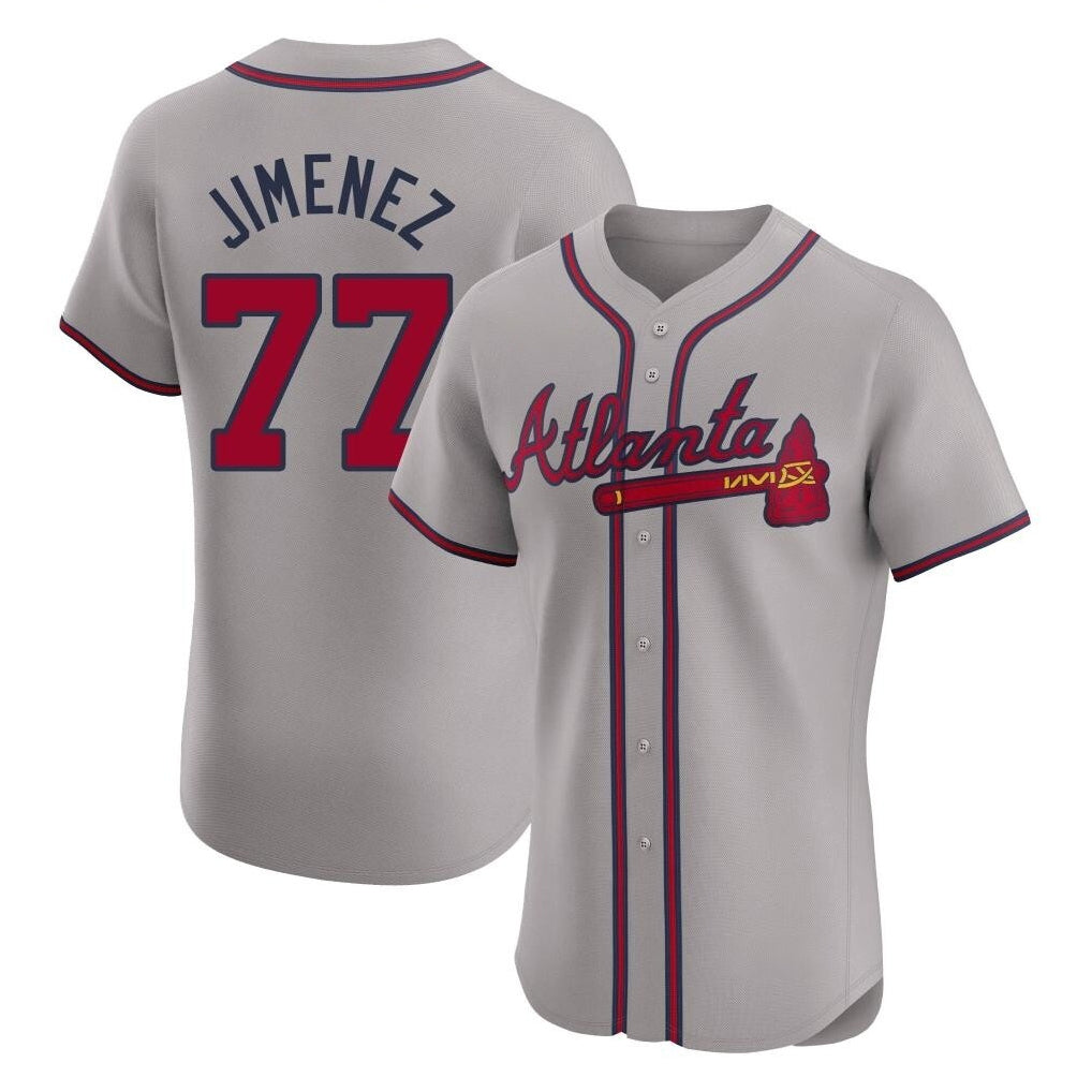 Atlanta Braves #77 Joe Jimenez Player Gray HeidiMiller Limited Elite Home Game Stitched Jerseys