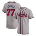 Atlanta Braves #77 Joe Jimenez Player Gray HeidiMiller Limited Elite Home Game Stitched Jerseys