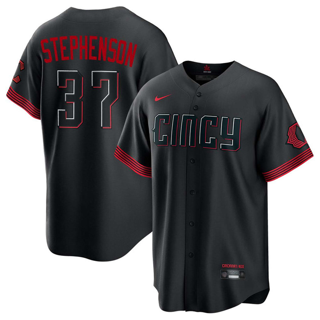 Cincinnati Reds #37 Tyler Stephenson Player Black HeidiMiller City Connect Home Game Stitched Jerseys