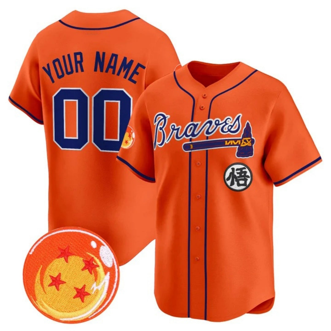 Custom Atlanta Braves x Dragon Ball Orange HeidiMiller Vapor Premier Limited Jersey - All Stitched