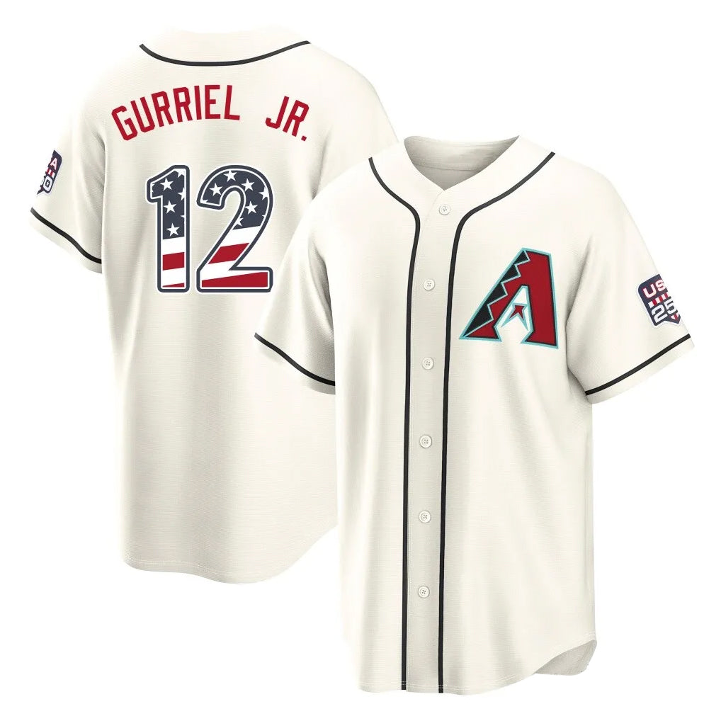 Arizona Diamondbacks #12 Lourdes Gurriel Jr Player Cream HeidiMiller USA 250 Fourth of July Home Game Stitched Jerseys