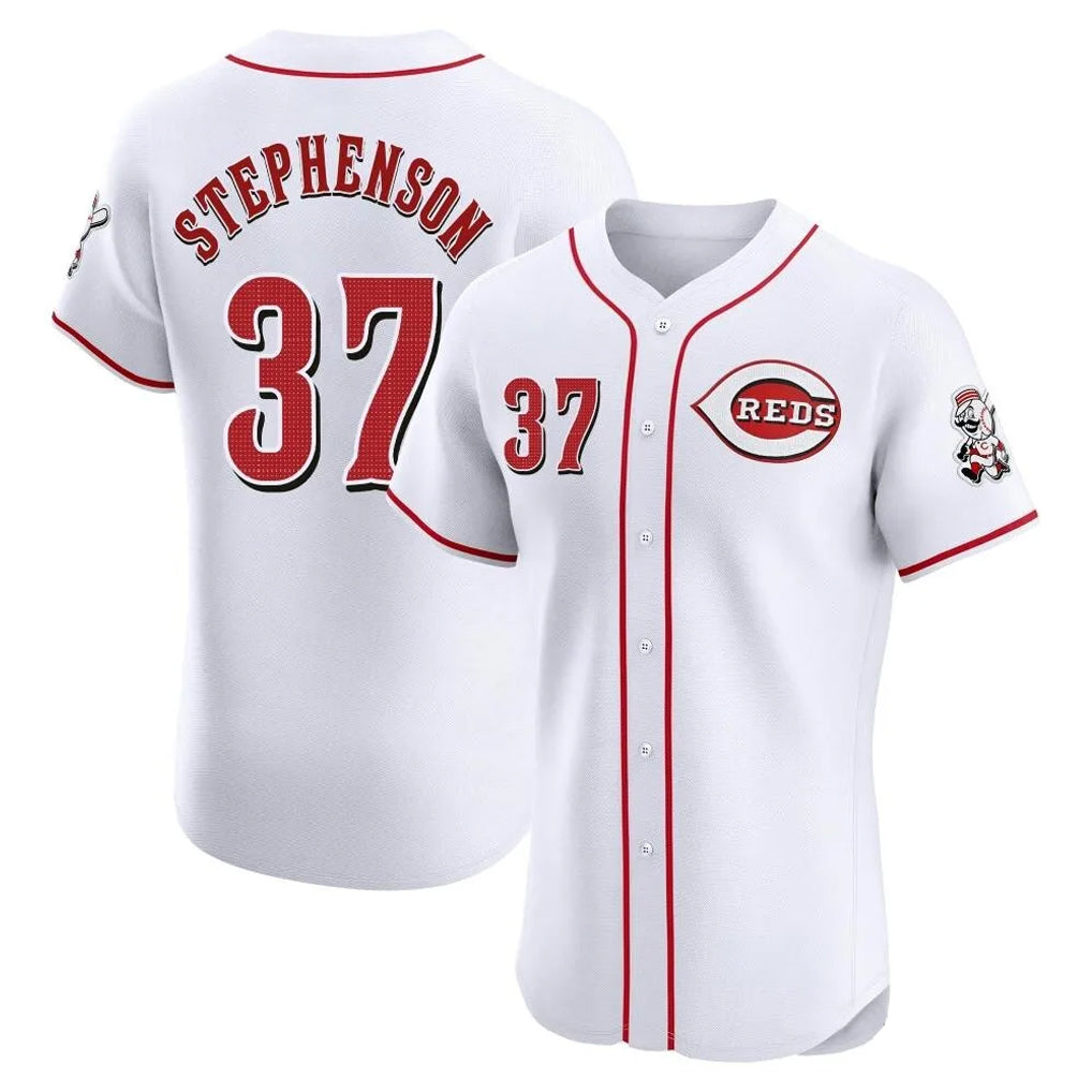 Cincinnati Reds #37 Tyler Stephenson Player White HeidiMiller Limited Elite Home Stitched Jerseys