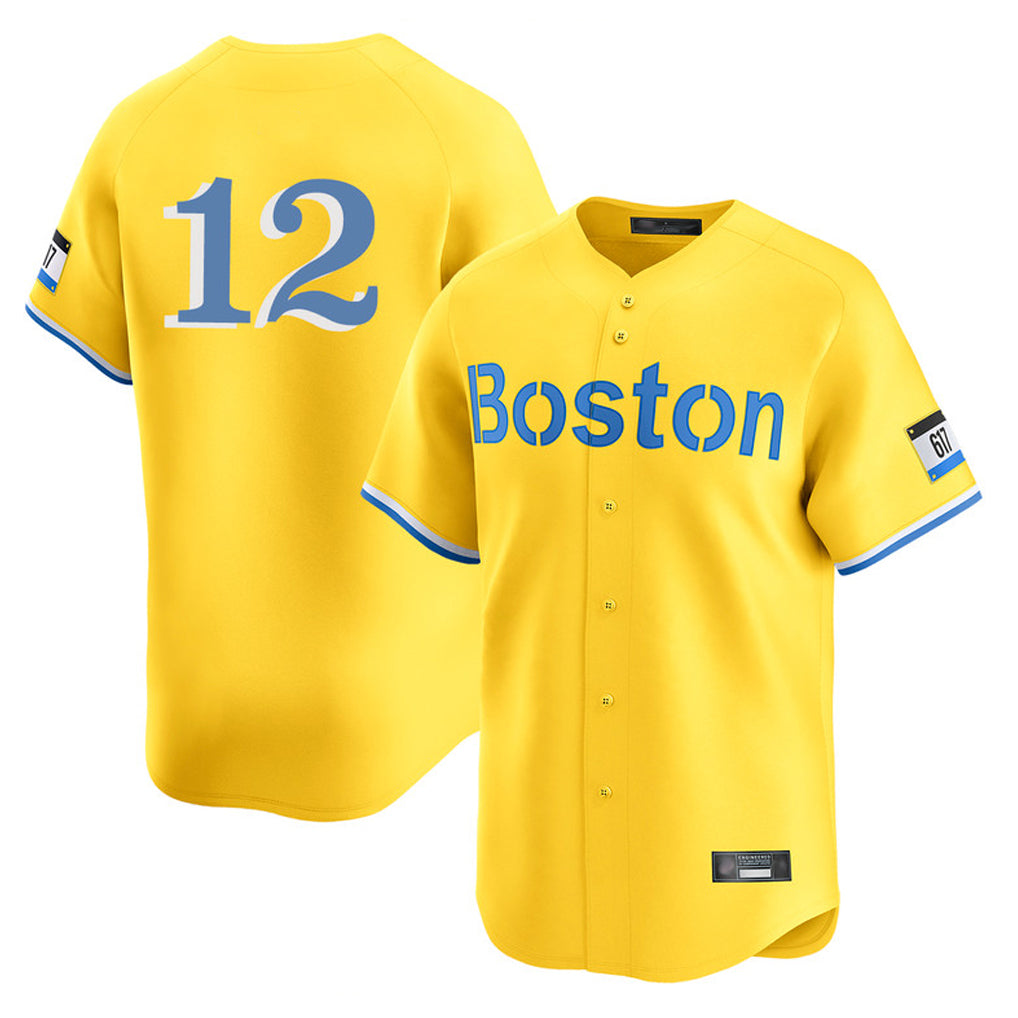 Boston Red Sox #12 Connor Wong Player Yellow HeidiMiller Limited Home Game Stitched Jerseys1