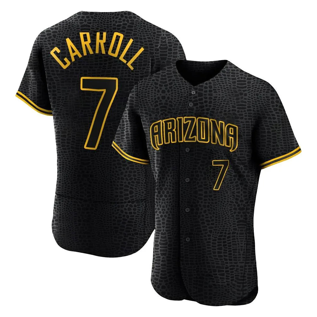 Arizona Diamondbacks #7 Corbin Carroll Player Black HeidiMiller Snake Skin City Limited Elite Home Game Stitched Jerseys