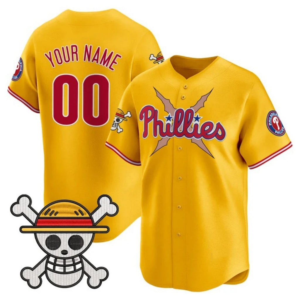 Custom Philadelphia Phillies x One Piece Gold HeidiMiller Vapor Premier Limited Jersey - Stitched