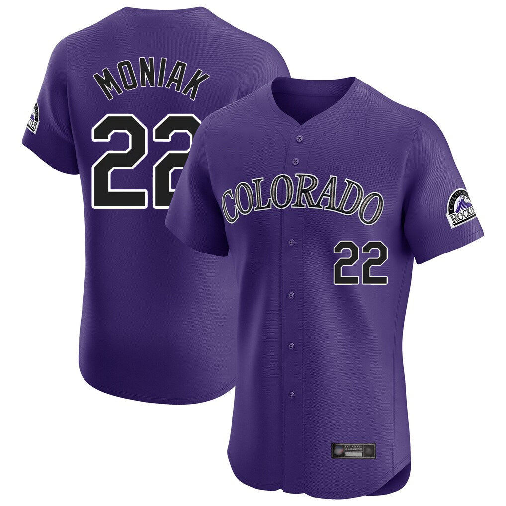 Colorado Rockies #22 Mickey Moniak Player Purple HeidiMiller Limited Elite Home Stitched Jerseys