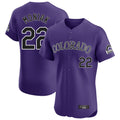 Colorado Rockies #22 Mickey Moniak Player Purple HeidiMiller Limited Elite Home Stitched Jerseys