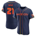 Houston Astros #21 Yainer Diaz Player Navy HeidiMiller City Connect Limited Elite Home Stitched Jerseys