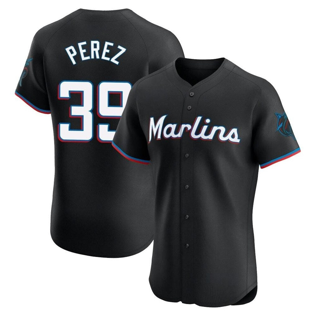 Miami Marlins #39 Eury Perez Player Black HeidiMiller Vapor Home Limited Elite Stitched Jerseys