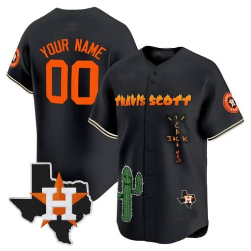 Custom Houston Astros Cactus Jack Patch Vapor Premier Limited Jersey V9 ¨C Black HeidiMiller