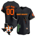 Custom Houston Astros Cactus Jack Patch Vapor Premier Limited Jersey V9 ¨C Black HeidiMiller