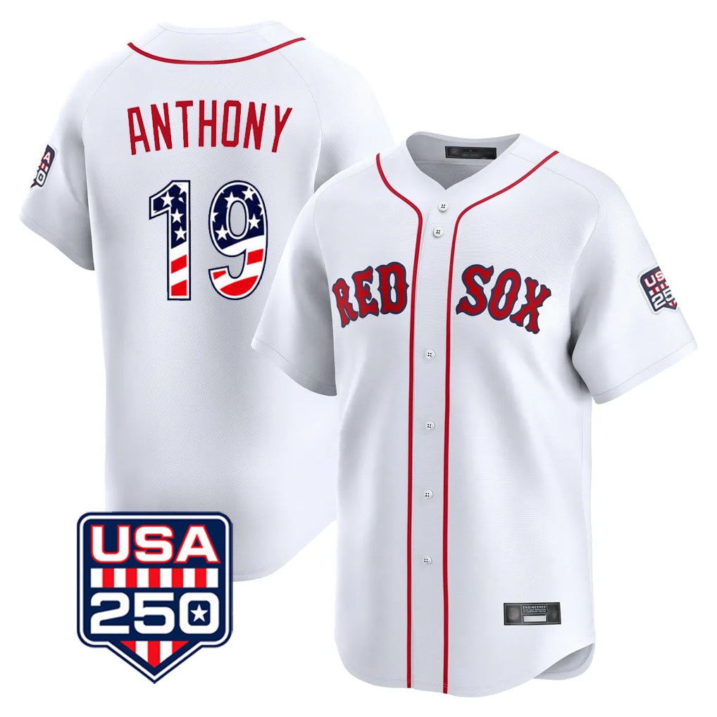 Boston Red Sox #19 Roman Anthony Player White HeidiMiller USA 250 Fourth of July Limited Home Game Stitched Jerseys