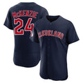 Cleveland Guardians #24 Triston McKenzie Player Navy HeidiMiller Limited Elite Home Stitched Jerseys