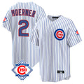 Chicago Cubs #2 Nico Hoerner Player White HeidiMiller 150th Anniversary Home Game Stitched Jerseys