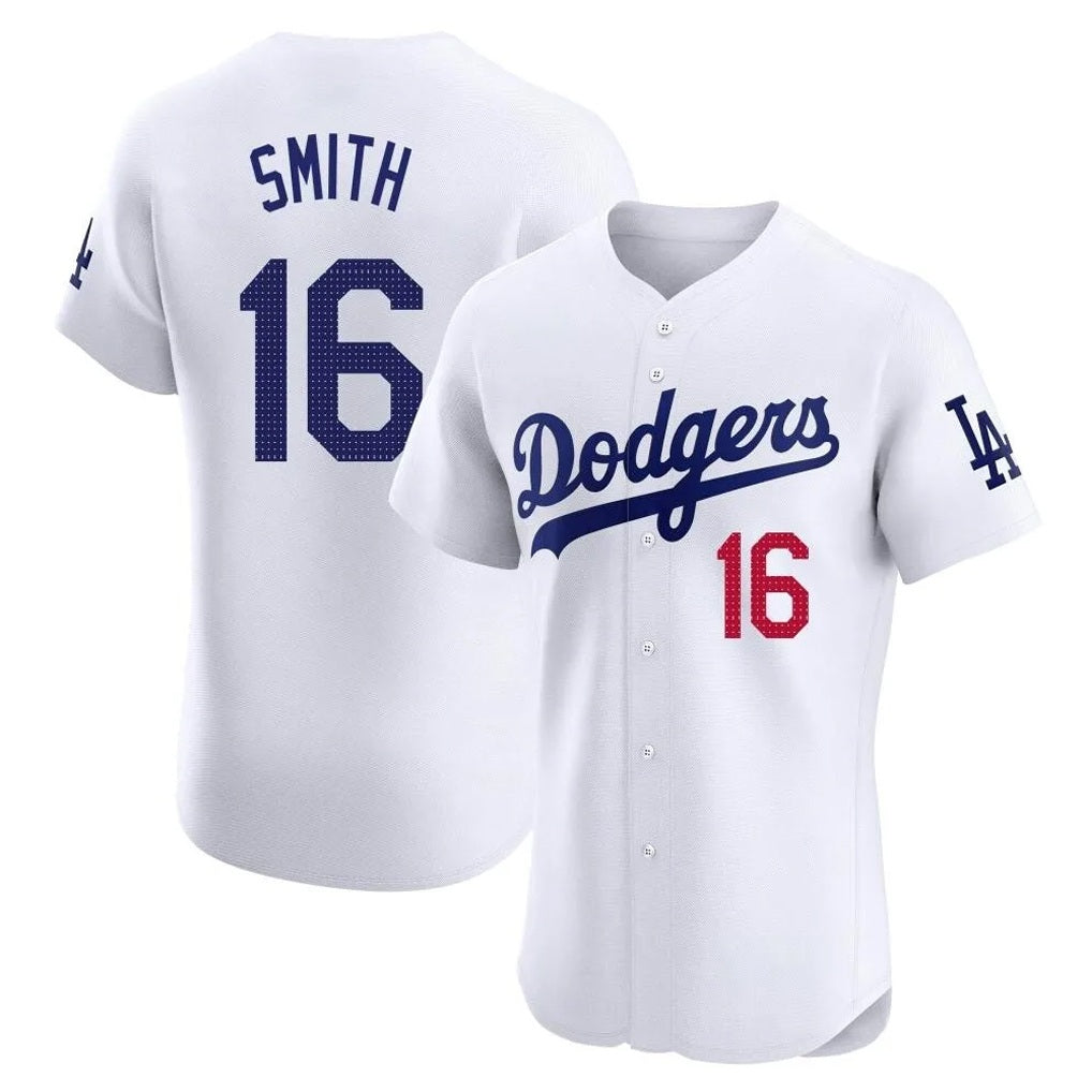 Los Angeles Dodgers #16 Will Smith Player White HeidiMiller Limited Elite Home Stitched Jerseys