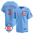 Chicago Cubs #3 Alex Bregman Player Light Blue HeidiMiller 150th Anniversary Limited Home Stitched Jerseys