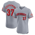 Cincinnati Reds #37 Tyler Stephenson Player Gray HeidiMiller Limited Elite Home Stitched Jerseys