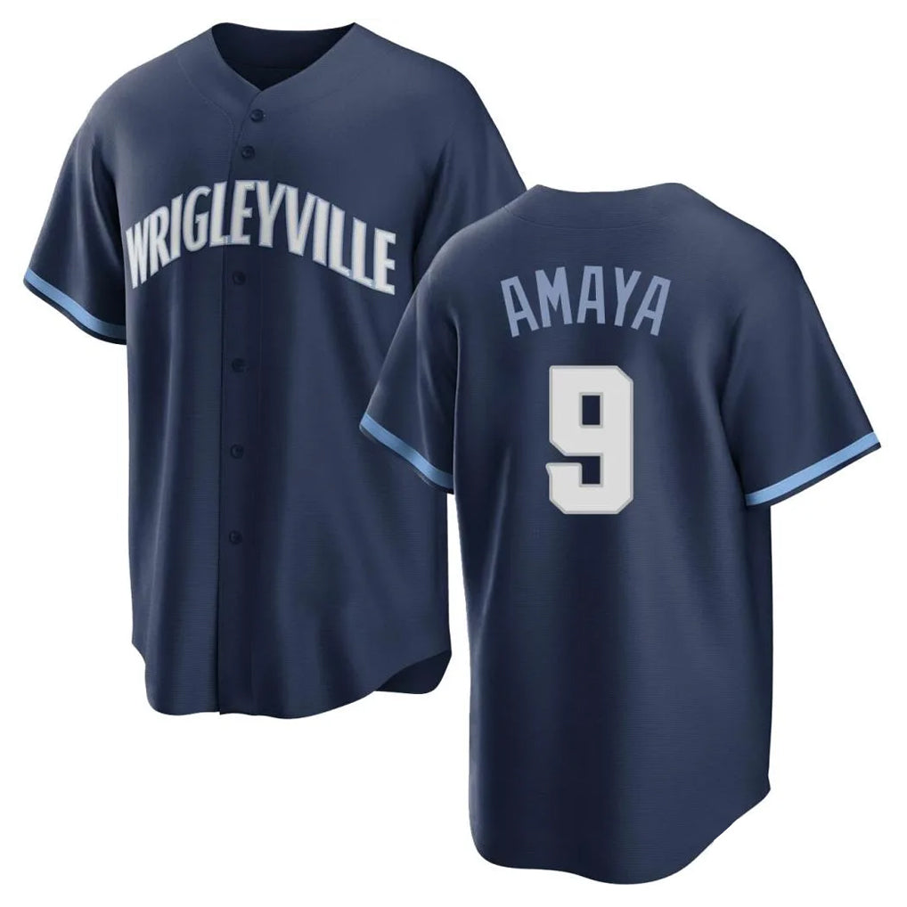 Chicago Cubs #9 Miguel Amaya Player Navy HeidiMiller City Connect Home Game Stitched Jerseys