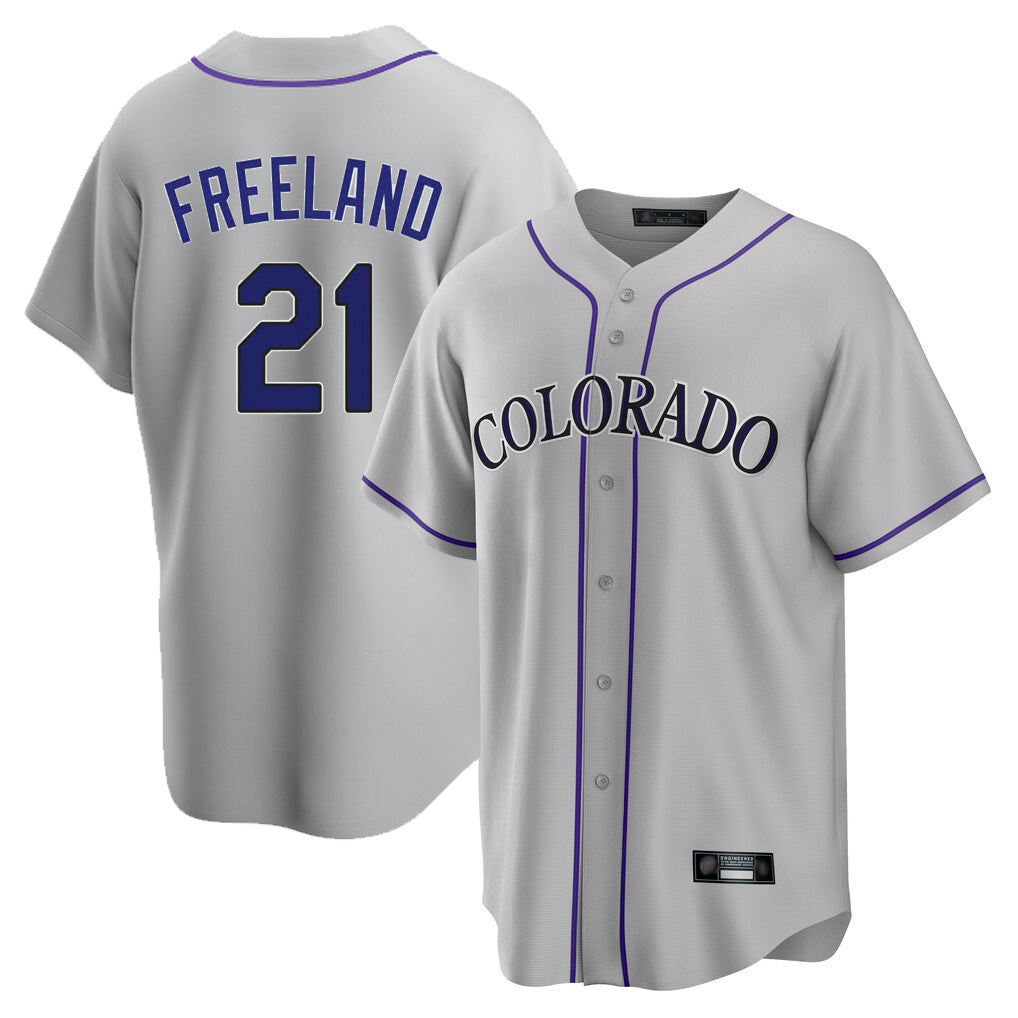 Colorado Rockies #21 Kyle Freeland Player Gray HeidiMiller Game Home Stitched Jerseys