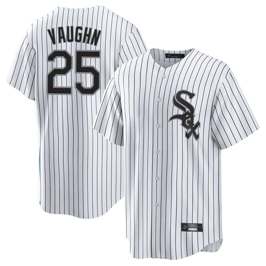 Chicago White Sox #25 Andrew Vaughn Player White HeidiMiller Stripe Home Game Stitched Jerseys