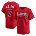 Atlanta Braves #7 Ha-Seong Kim Player Red HeidiMiller Limited Home Game Stitched Jerseys