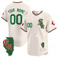 Custom Chicago White Sox Mexico Vapor Premier Limited Jersey ¨C Illinois Patch ¨C Cream HeidiMiller