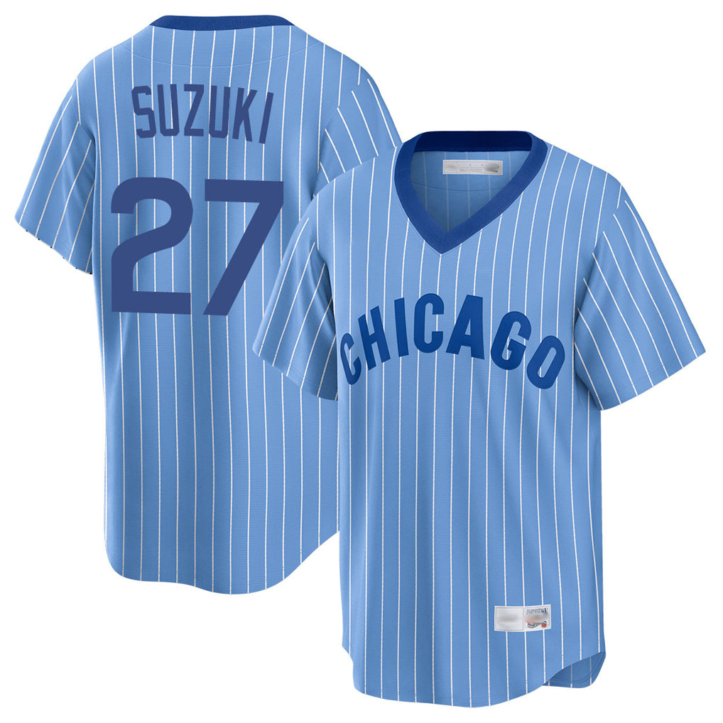 Chicago Cubs #27 Seiya Suzuki Player Blue HeidiMiller T-shirt Cooperstown Collection Limited Stitched Jerseys