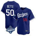 Los Angeles Dodgers #50 Mookie Betts Player Royal HeidiMiller World Series Meet Limited Home Stitched Jerseys