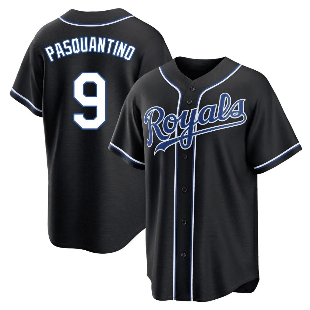 Kansas City Royals #9 Vinnie Pasquantino Player Black HeidiMiller Carbon Fashion Home Game Stitched Jerseys
