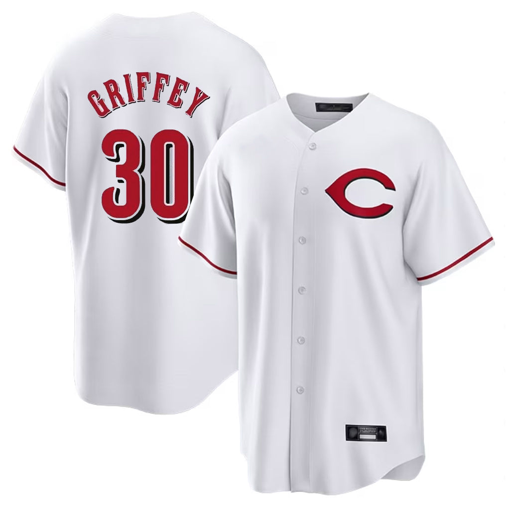 Cincinnati Reds #30 Ken Griffey Player White HeidiMiller Home Game Stitched Jerseys