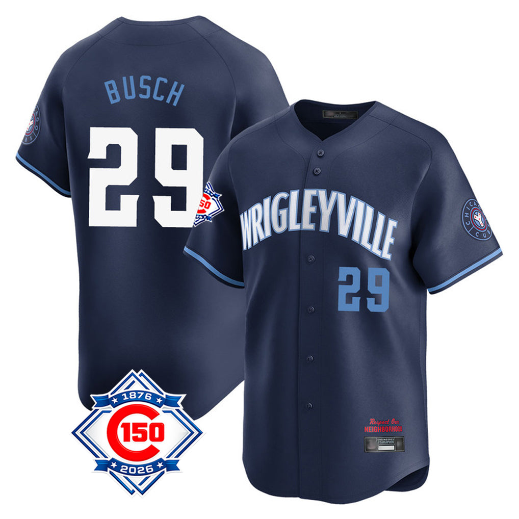 Chicago Cubs #29 Michael Busch Player Navy HeidiMiller City Connect 150th Anniversary Limited Home Stitched Jerseys