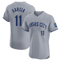 Kansas City Royals #11 Maikel Garcia Player Gray HeidiMiller Limited Elite Home Stitched Jerseys